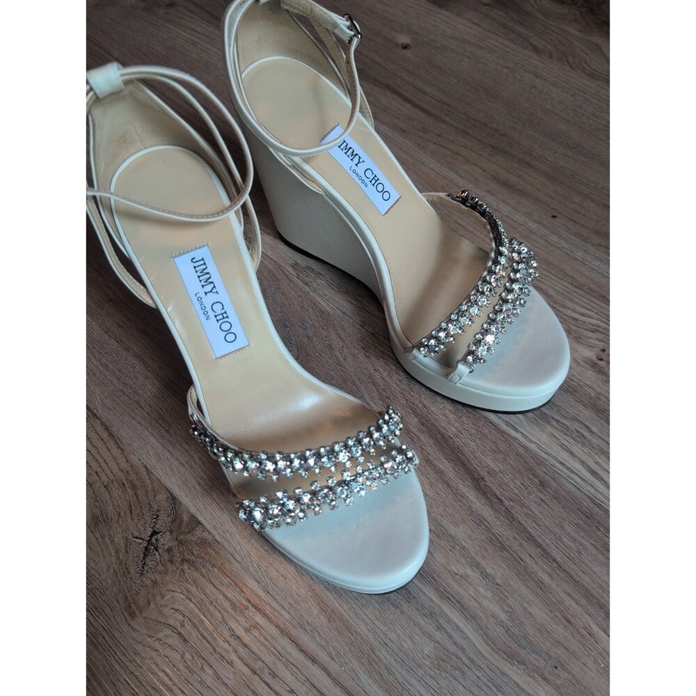 Jimmy Choo Bing Wedge 120 Heels Womens EU 40 Off White Latte - Picture 4 of 15